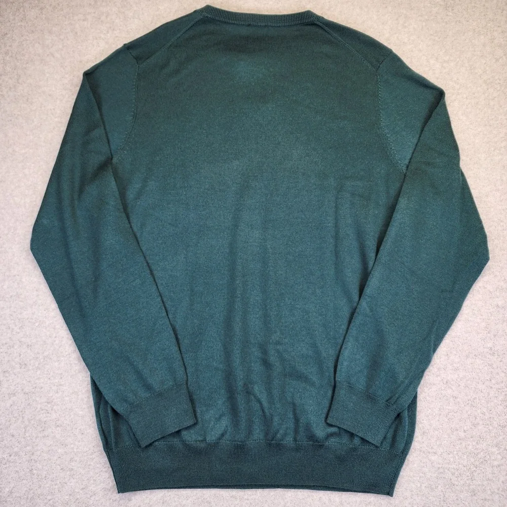 Jos A Bank Traveler‎ Mens XLT 100% Merino Wool V Neck Green Sweater Classic